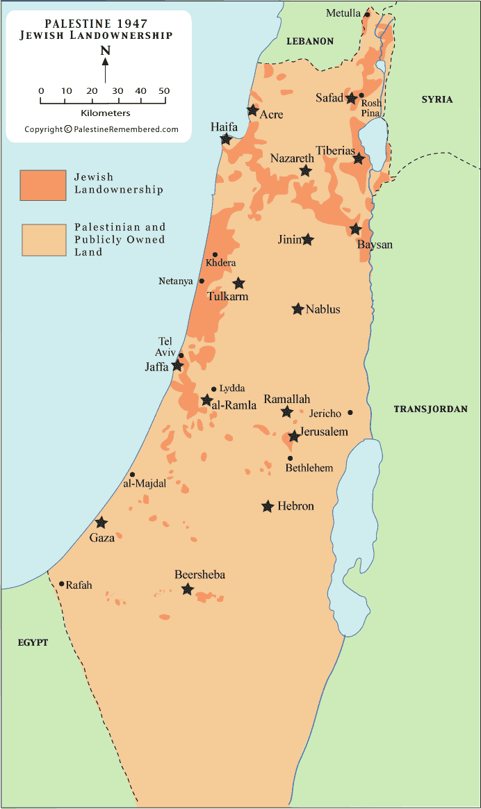 juif possede Land Palestine carte 1947